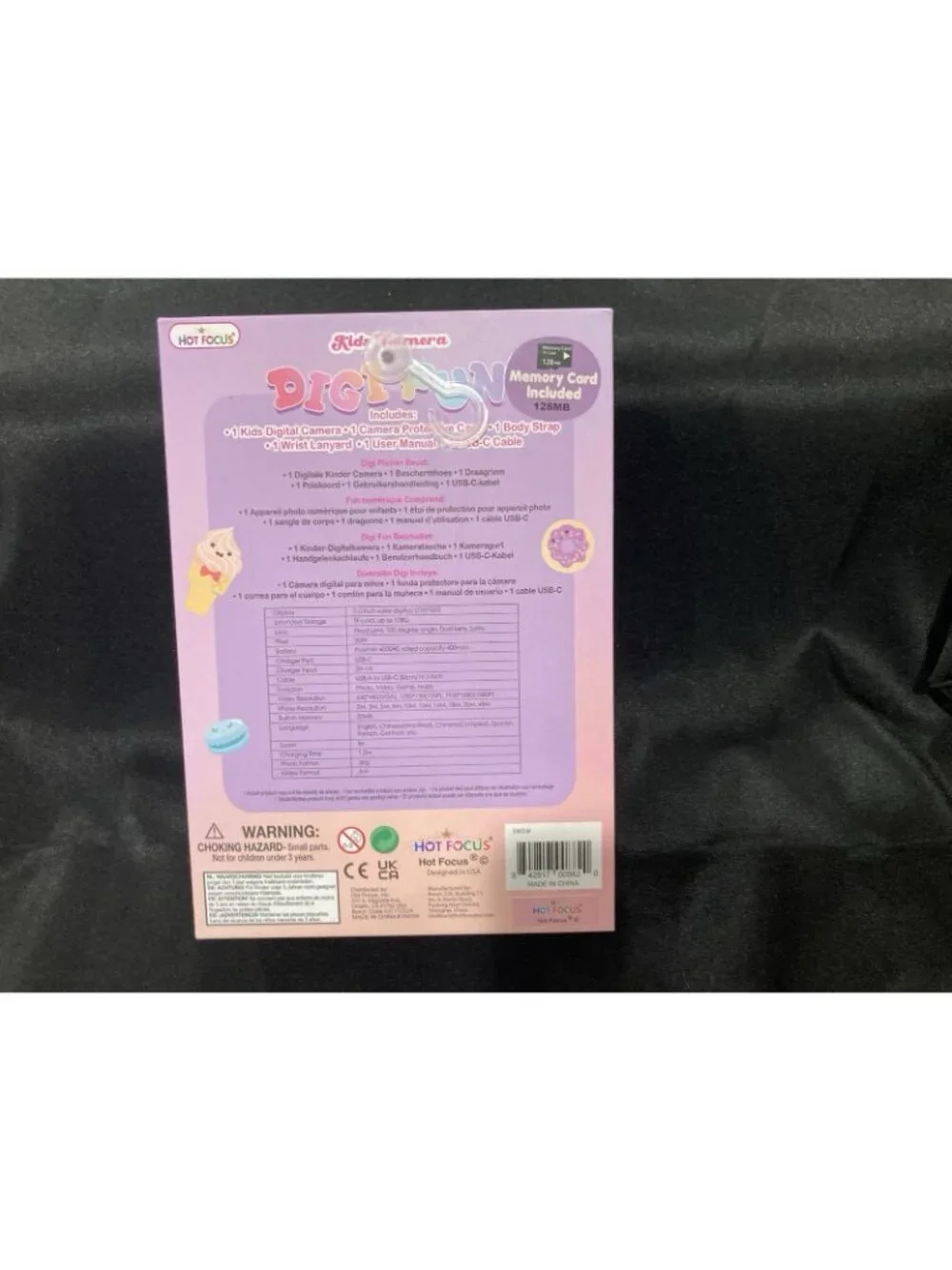 Hot Focus Kids Digital Camera Digi Fun Purple w Strap 128MB